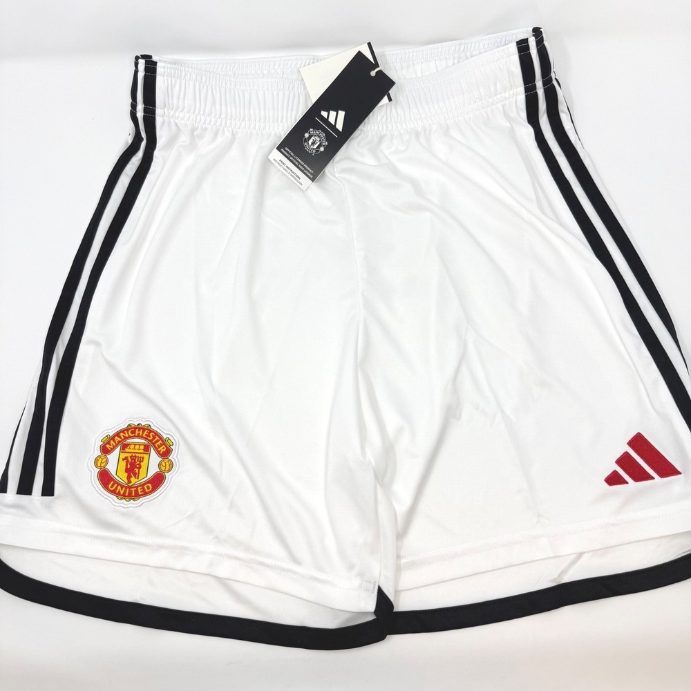 Adidas Manchester United White Aeroready Soccer Athletic Shorts Mens Medium NEW
